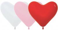 Сердце (12''/30 см) Ассорти Белый (005)/Розовый (009)/Красный (015), пастель с рисунком
