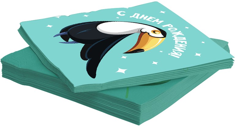 Салфетки 33х33 см Милый тукан Бирюзовый 20 шт